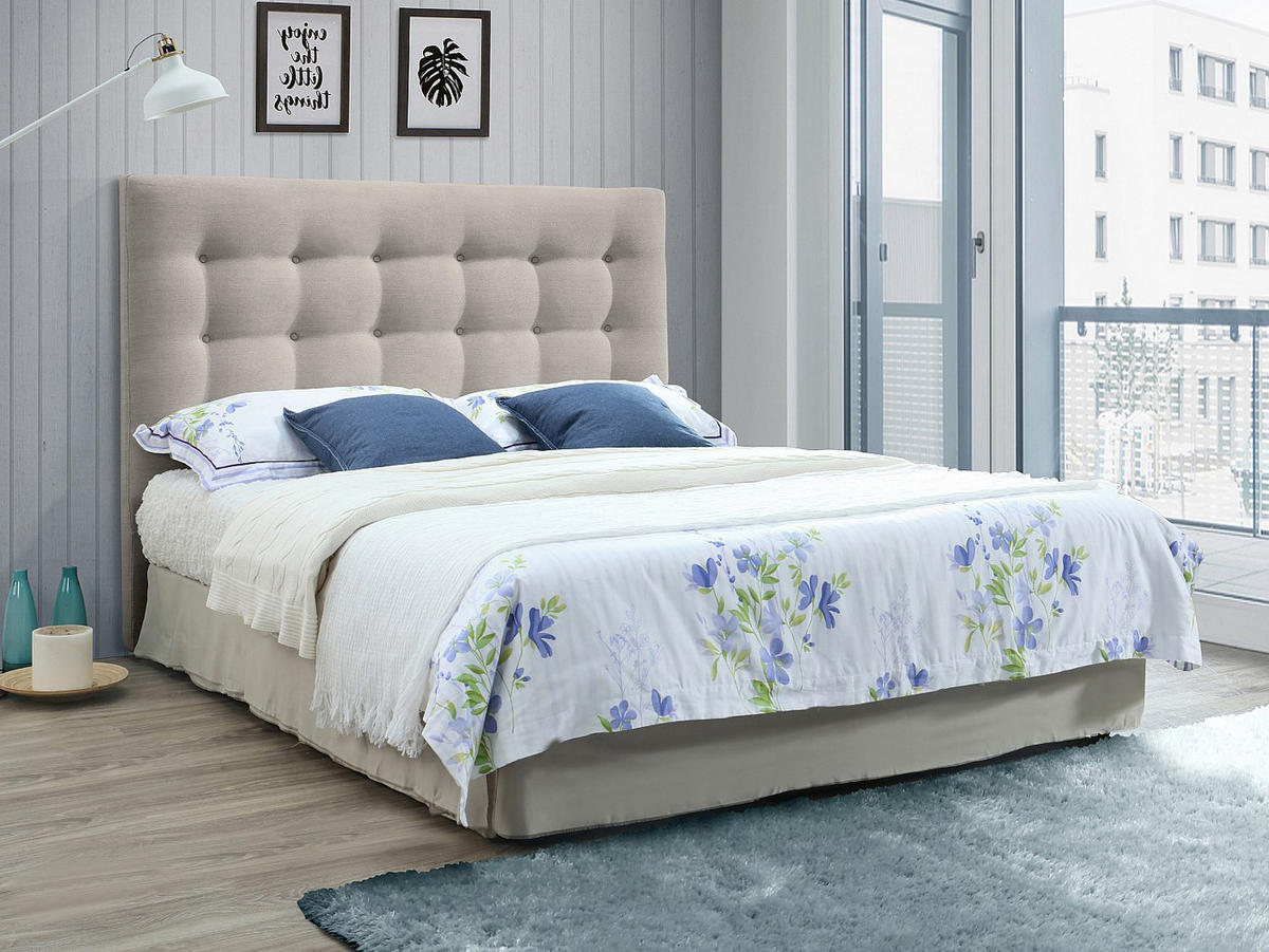 POLSTER-BETTKOPFTEIL - 140 cm - Stoff - Beige - FRANCESCO - Beige, Textil (144/125/9.5cm) - Vente-Unique