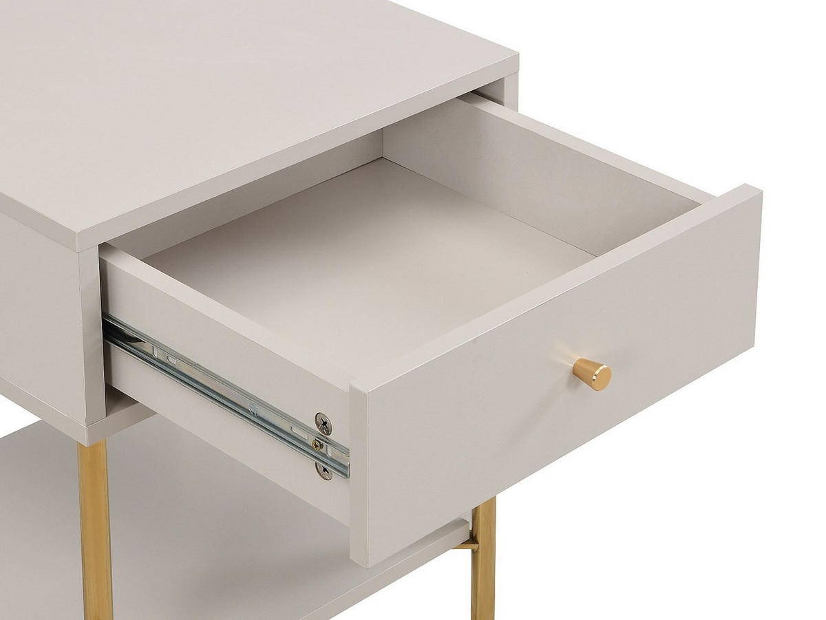 NACHTTISCH - 40 cm x 40 cm - Holz, Platte - Beige, Goldfarben - MILAVIA - Beige/Goldfarben, Holz (40/55/40cm) - Vente-Unique