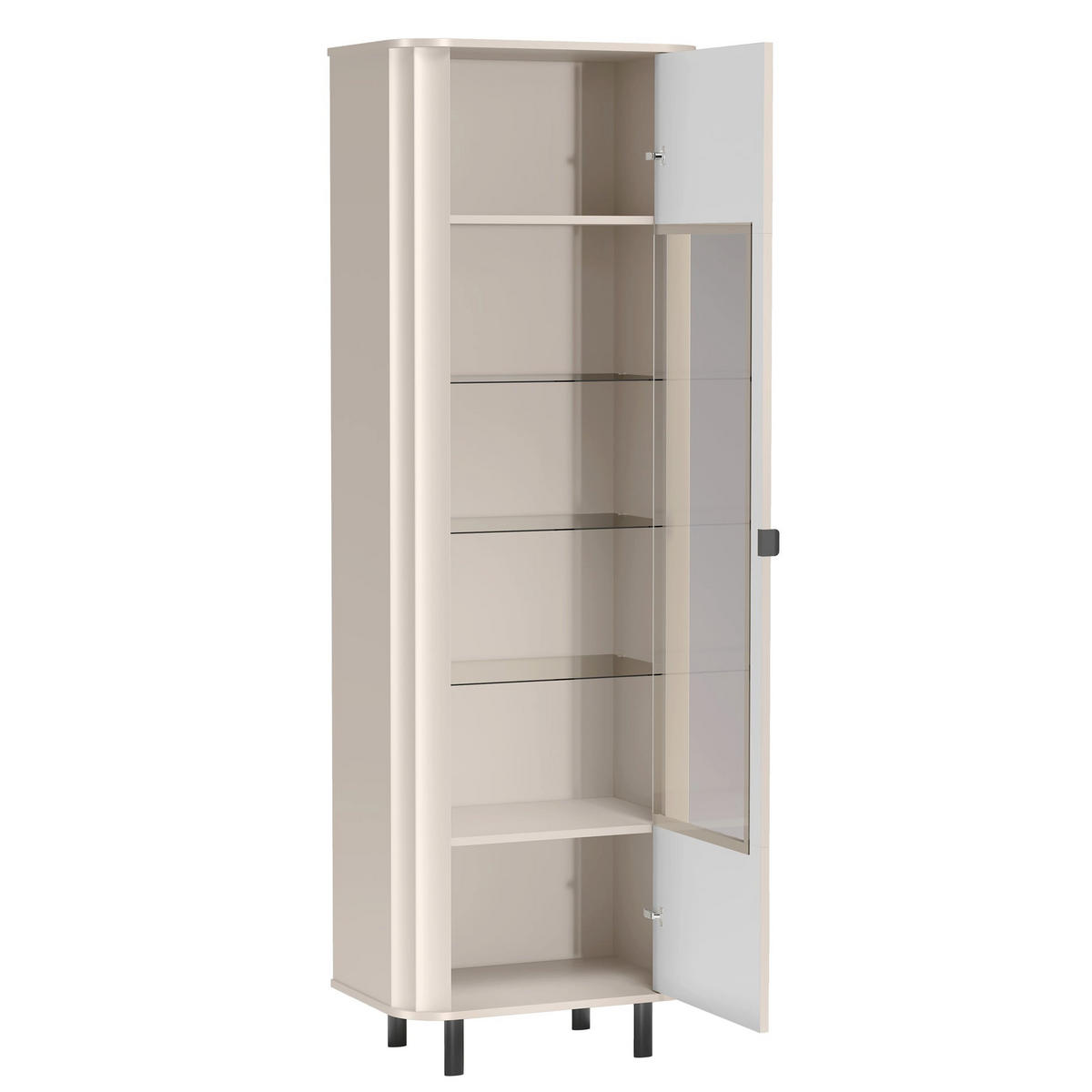VITRINE Novado Kaschmirgrau 98 cm - Taupe/Schwarz, Holzwerkstoff/Metall (98.3/155/40.5cm) - Selsey