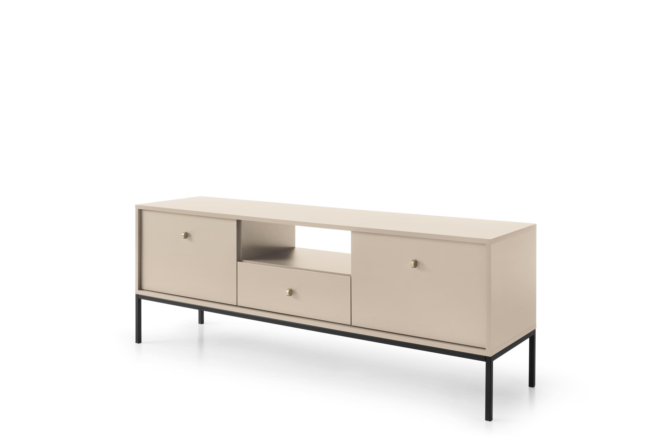TV-ELEMENTE Melody IV 154 Beige + Schwarz - Beige/Schwarz, Holzwerkstoff (154/56/39cm) - Möblo