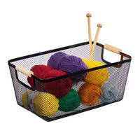 DRAHTKORB - Schwarz, Holz/Metall (37/16.5/22.5cm) - Relaxdays