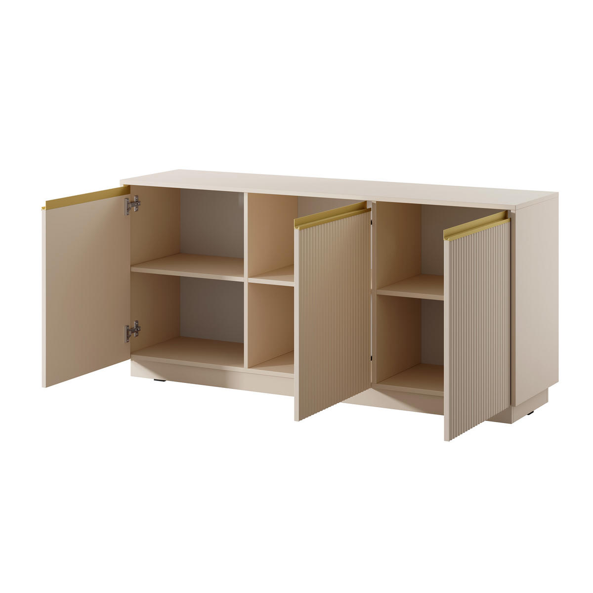 SIDEBOARD MAESTRO 154/72/39cm 3 Türen Beige - Beige, Holzwerkstoff (154/72/39cm) - MASSENO