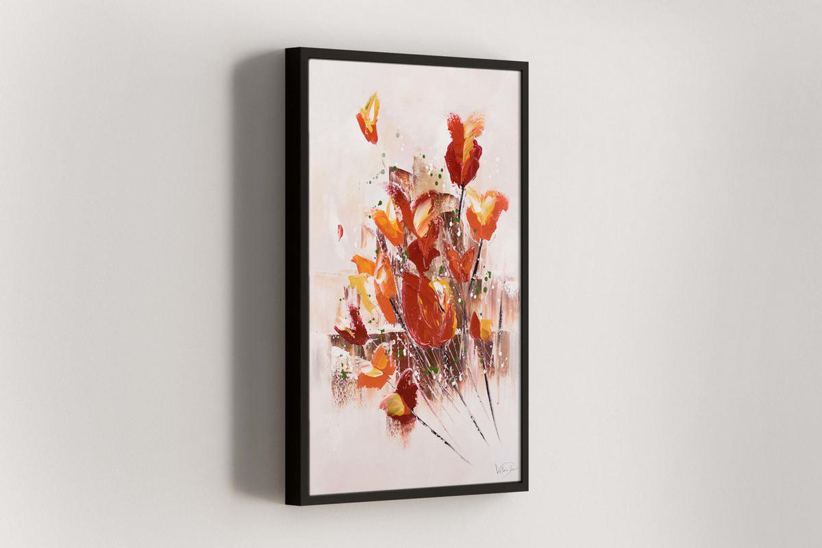 ACRYLBILD HANDGEMALT 60/80 cm - Rot, Holz/Textil (1.34/80cm) - KUNSTLOFT