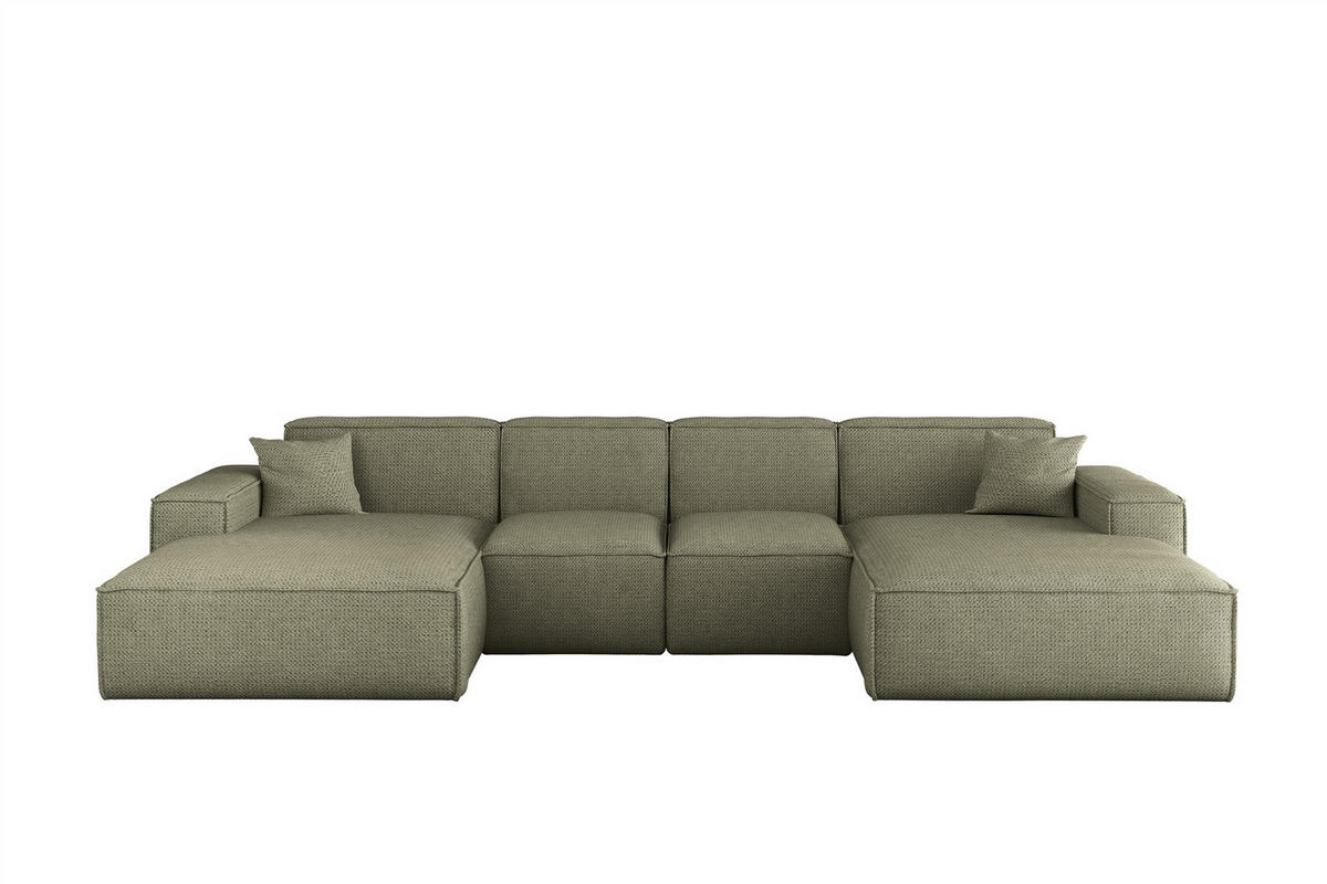 WOHNLANDSCHAFT Celes Premium Xs Artico - Grün, Holzwerkstoff/Textil (342/73/165cm) - Fun Möbel