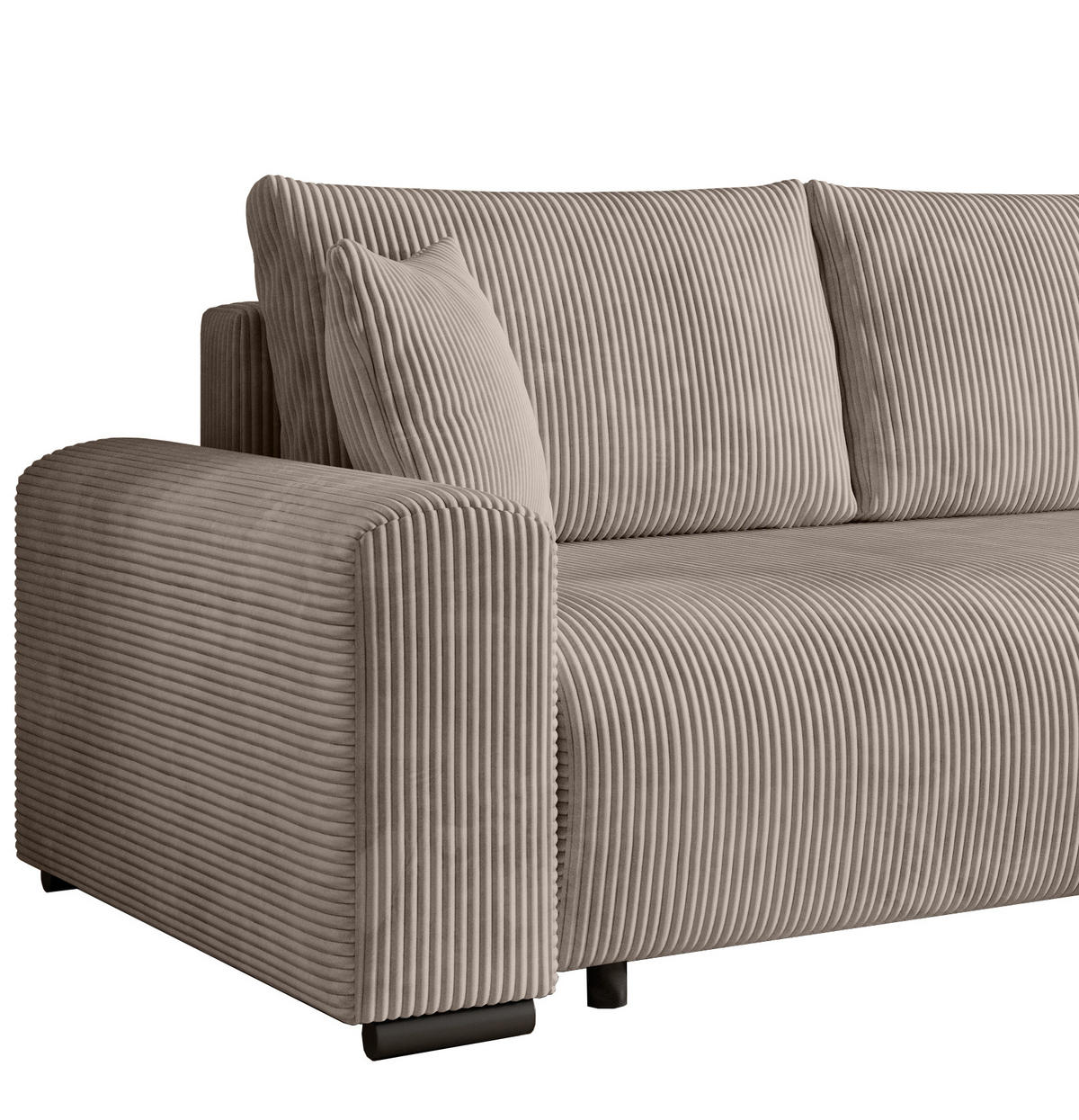 ECKSOFA Nelly mit Bettkasten und Schlaffunktion, Cordstoff in L-Form - Beige, Textil (270/185cm)