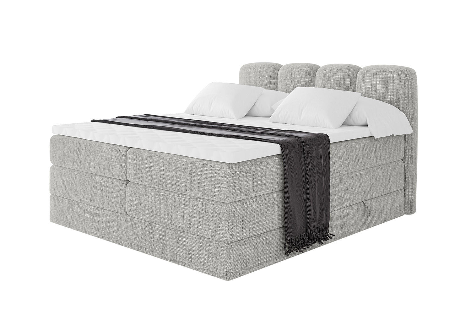 BOXBETT mit Matratze H3|H4 - NINA KING - 200x200 cm - Hellgrau - Hellgrau, Holzwerkstoff (200/200cm) - ALTDECOR