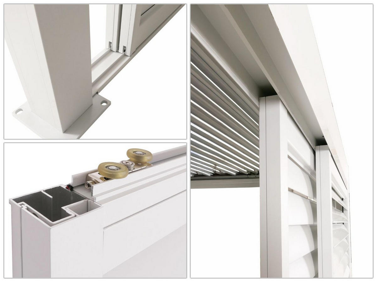 SCHIEBETÜR 4er-Set für Pergola 206x369cm Weiß - Weiß, Metall (369/206/10.5cm) - BERLINLODGE