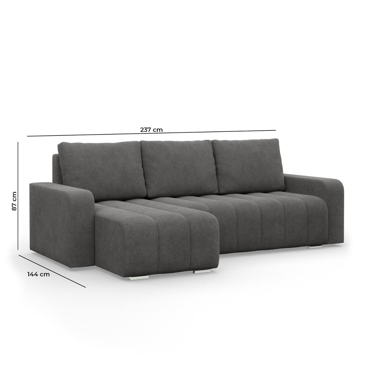 ECKSOFA MIT SCHLAFFUNKTION ABRIELLE BONELL Dunkelgrau - Dunkelgrau, Textil (144/237cm) - Mebligo