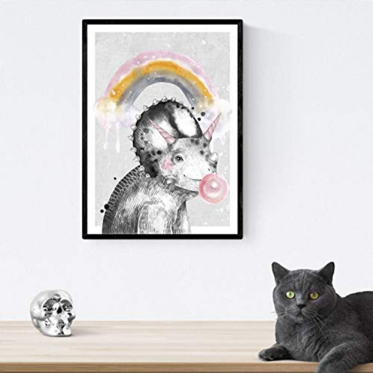 POSTER Set mit 4 Dinosaurios arociris A3 Schwarzer Rahmen - Schwarz, Papier (29.7/3cm) - Nacnic