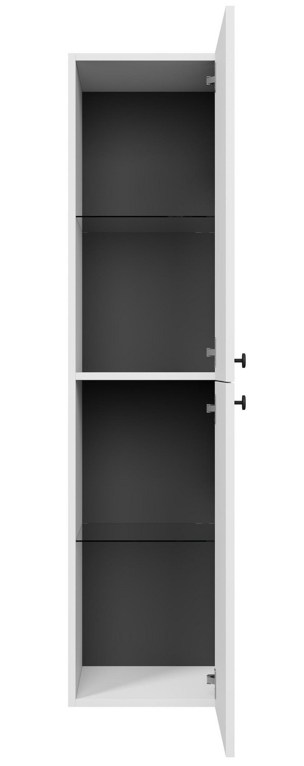 BADEZIMMERSCHRANK Saros mit 2 Türe Weiß Hochglanz - 35 x 32 x 140 cm - Weiß, Holz (35/140/32cm) - Badplaats