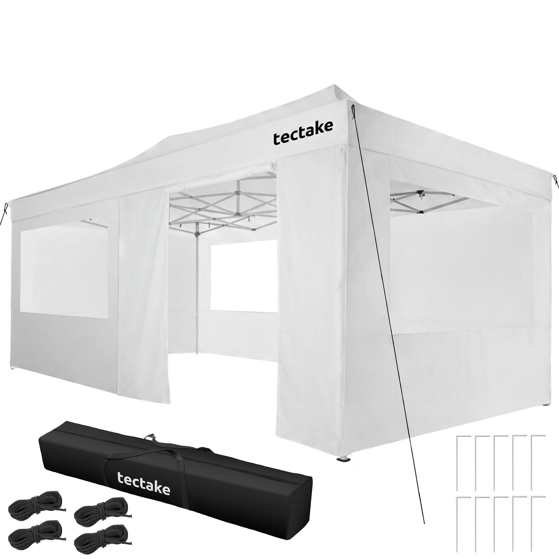 FALTPAVILLON aus Aluminium Viola, inklusive Spannseilen, Heringen und Tragetasche, weiß - Weiß, Kunststoff (300/316/600cm) - tectake