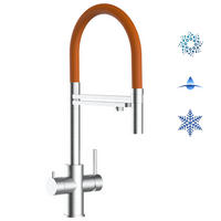 5-WEGE-KÜCHENARMATUR, Edelstahl Massiv aus Chirurgenstahl, Gebürstet und Orange, 2-Strahl-Brause - Orange, Metall (24/52.5/24cm) - VIZIO