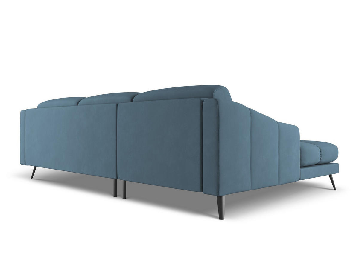 ECKSOFA Links Chenille Stoff Blau - Blau/Blaugrau, Textil/Metall (160/264cm) - Makamii