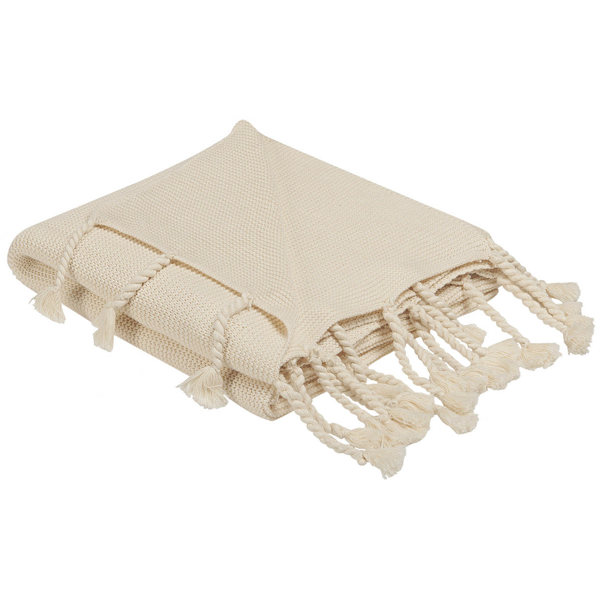 DECKE Beige Nazilli 150/125 cm - Beige, Naturmaterialien/Textil (125/150cm) - Beliani