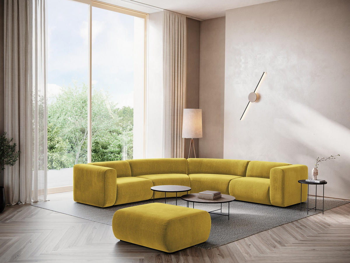 ECKSOFA Chenille Stoff Gelb - Currygelb/Gelb, Kunststoff/Textil (318/318cm) - Makamii