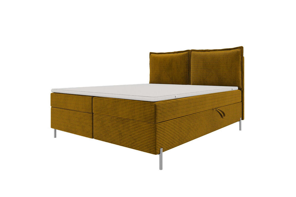 BOXSPRINGBETT VERO Cordstoff Goldfarben 160/200 cm - Goldfarben/Schwarz, Holzwerkstoff/Textil (160/200cm) - 99rooms
