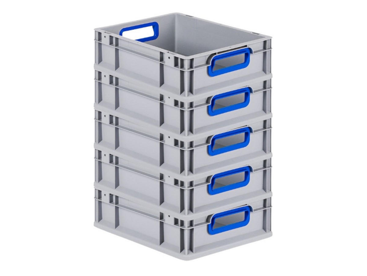EUROBOX 5x Nextgen Color 12x30x40cm 11 Liter Griffe Blau Offen - Blau, Kunststoff (30/12/40cm) - PROREGAL