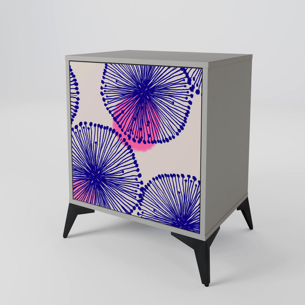SIDEBOARD MAGIC NATURE, Grau, 57,5x42x75,5 cm, Goldfarbene Metallfüße - Goldfarben/Multicolor, Holzwerkstoff/Metall (57.5/75.5/42cm) - SpaceRebels