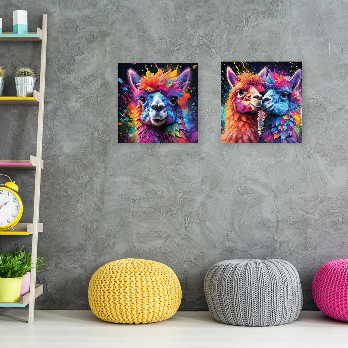 GLASBILD 50x50 cm Alpaka Pop Art - Weiß, Glas (50/50cm) - artissimo