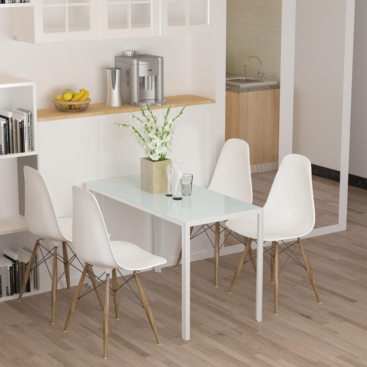 JÍDELNÍ STŮL Kuchyňský stůl pro 4 osoby, jídelní stůl do kuchyně z kovu, bílý - bílá, kov (120/60/75cm) - HOMCOM