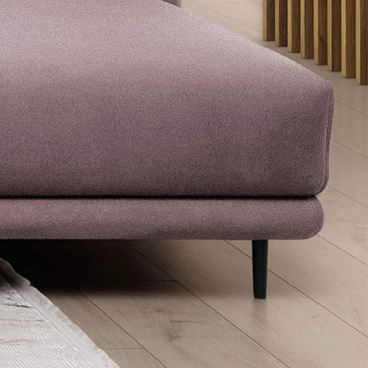 ECKSOFA mit Schlaffunktion und Bettkasten, Loco-Stoff - Flieder/Schwarz, Textil/Metall (190/289cm) - Eltap