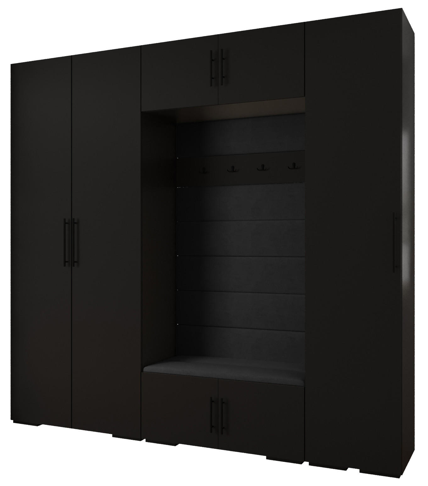 Abiks Möbel Garderoben-Set Schwarz, Schwarz, Schwarz 250x236.7x47 cm
