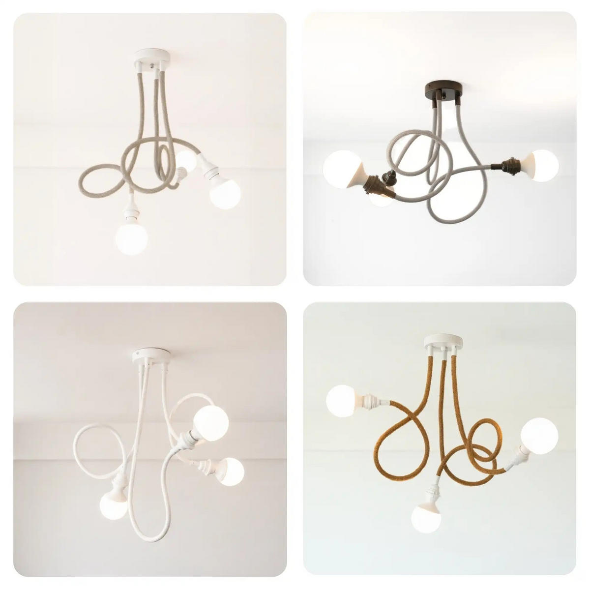 PENDELLEUCHTE TWIST 3 Flammig - Beige/Schwarz, Naturmaterialien (90/12/90cm) - HOOPZI