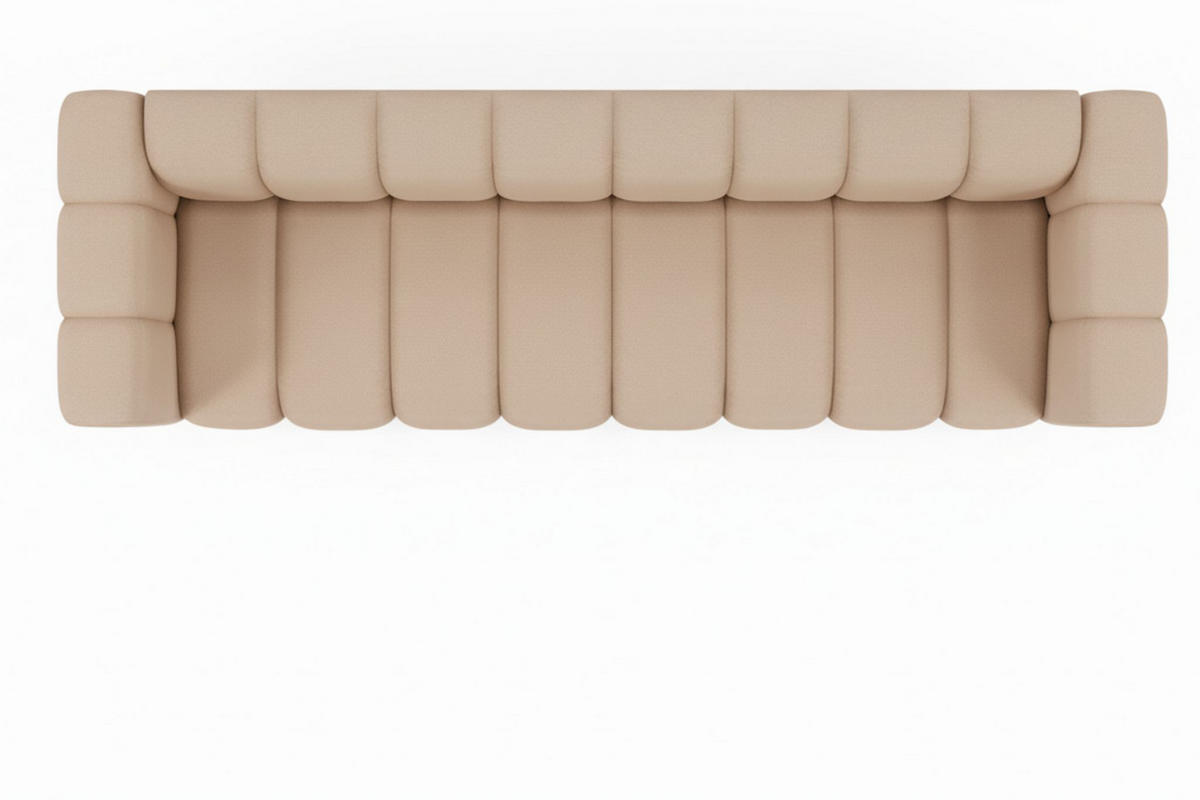 COUCH, Viersitzer-Sofa Grand, Veloursstoff Salvador, Beige - Beige, Holz (290/70/93cm) - Kaiser Möbel