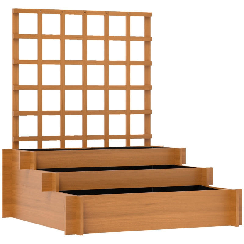HOCHBEET 95x95x110 cm Holz Rankhilfe 3 Ebenen braun - Braun, Holz (95/110/95cm) - Fortuna Lai