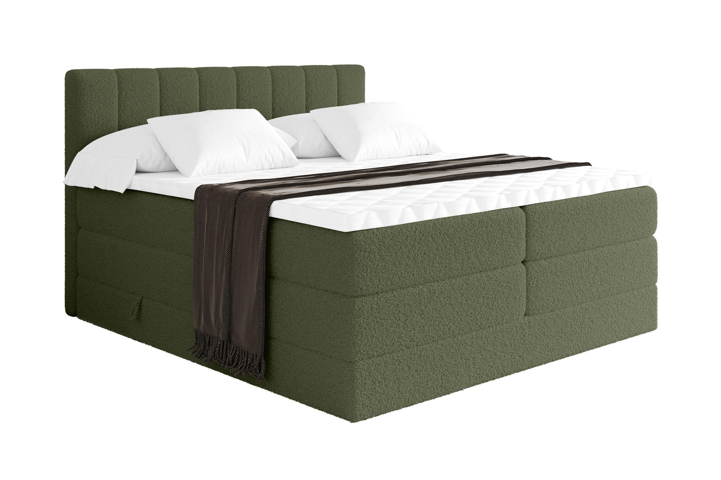 BOXSPRINGBETT mit Matratze H3/H4 - OTTA KING - 140x200 cm Grün - Grün, Holzwerkstoff (140/200cm) - ALTDECOR