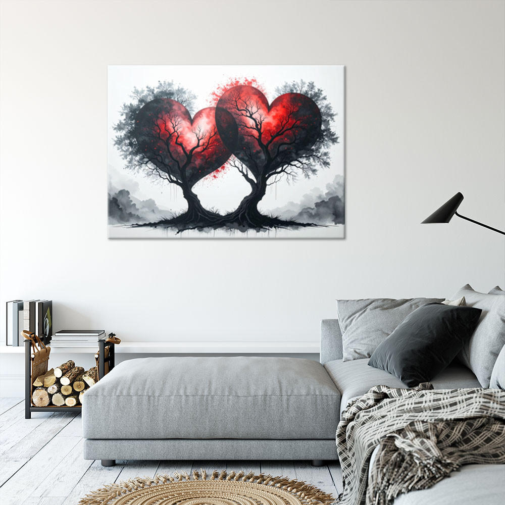 LEINWANDBILD Bäume aus dem Herzen 120x80cm - Schwarz, Textil (120/80cm) - Feeby