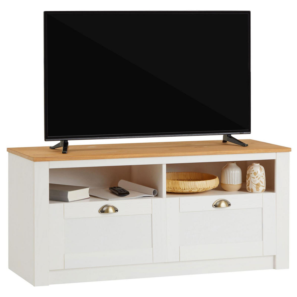 TV-LOWBOARD BOLTON - Weiß/Braun, Holz (110/50/40cm) - IDIMEX