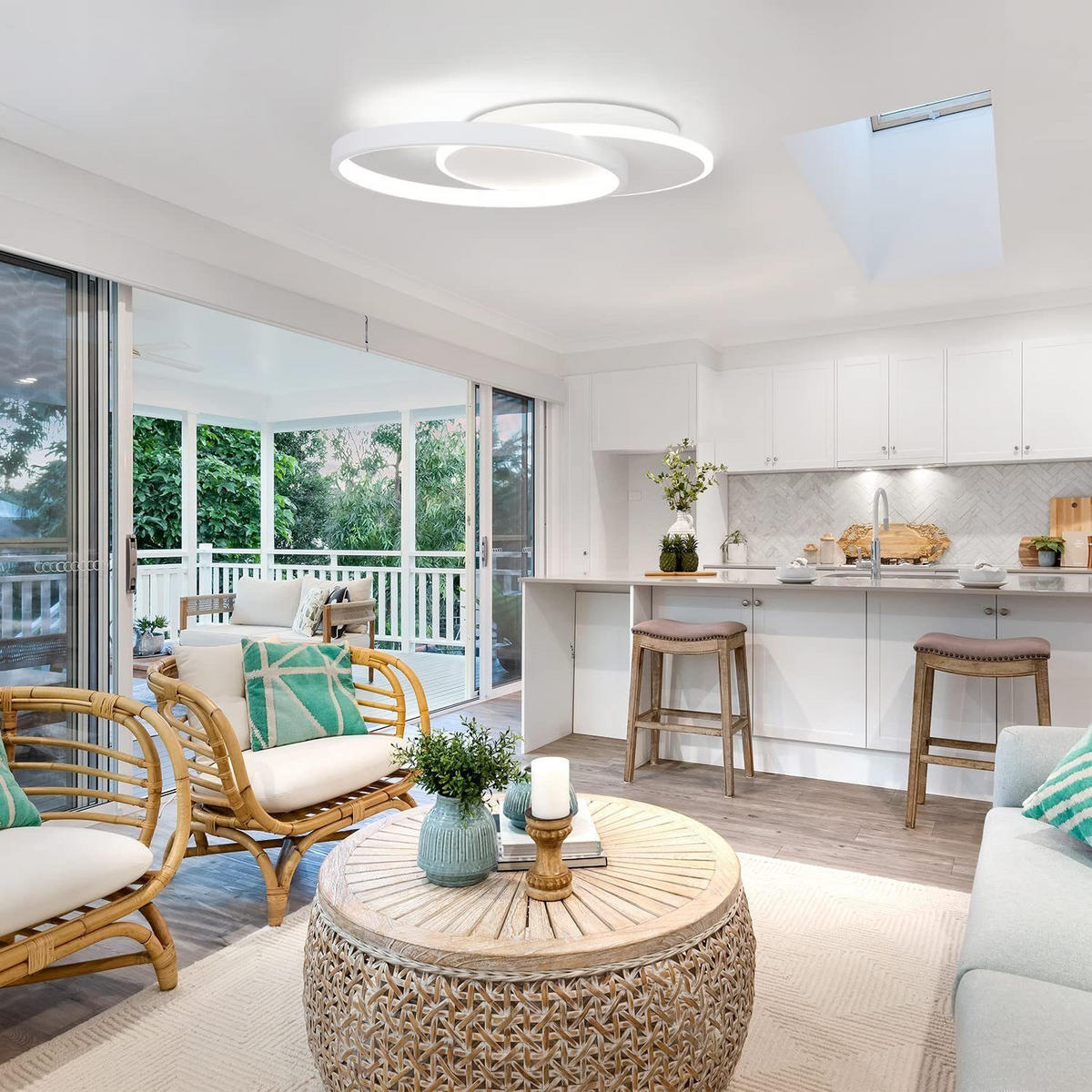 DECKENLEUCHTE Rosalyndra 40/30/6 cm - Weiß, Metall (40/30/6cm) - ZMH