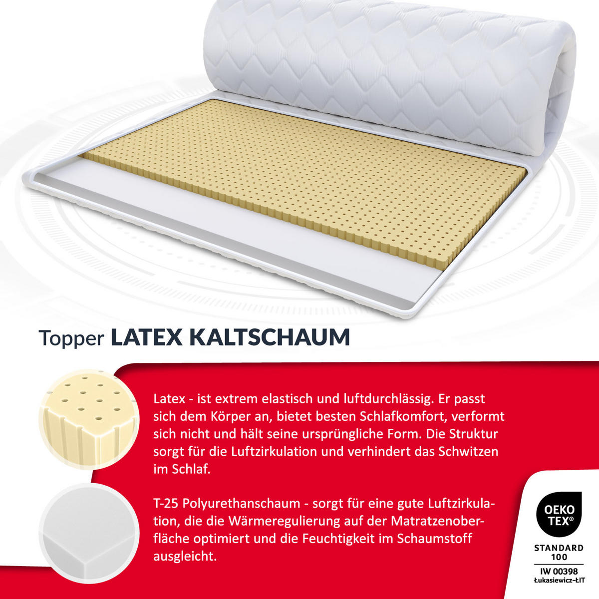 TOPPER Latex Kaltschaum - Weiß, Textil (120/200cm) - FDM