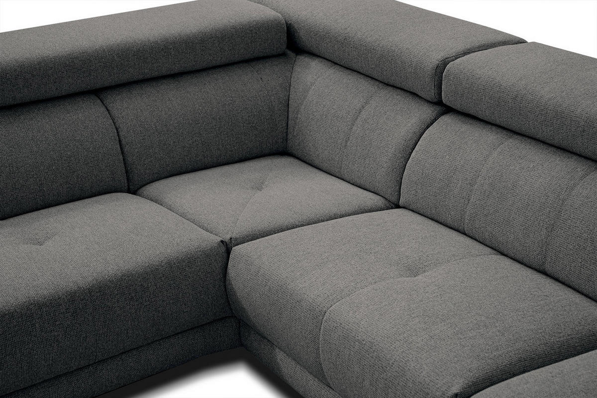 ECKSOFA MORELLO 5-Sitzer, dunkelgrau - Dunkelgrau/Schwarz, Holzwerkstoff/Textil (158/269cm) - Courtois Laville