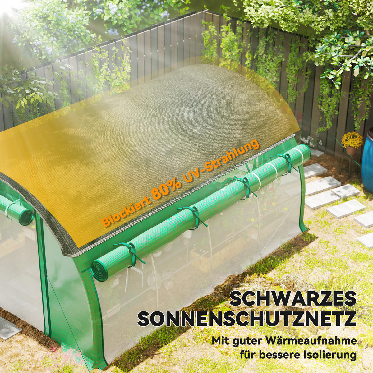 FOLIOVÝ TUNEL, 400L x 300B x 198H cm - zelená barva, plast (300/198/400cm) - Outsunny