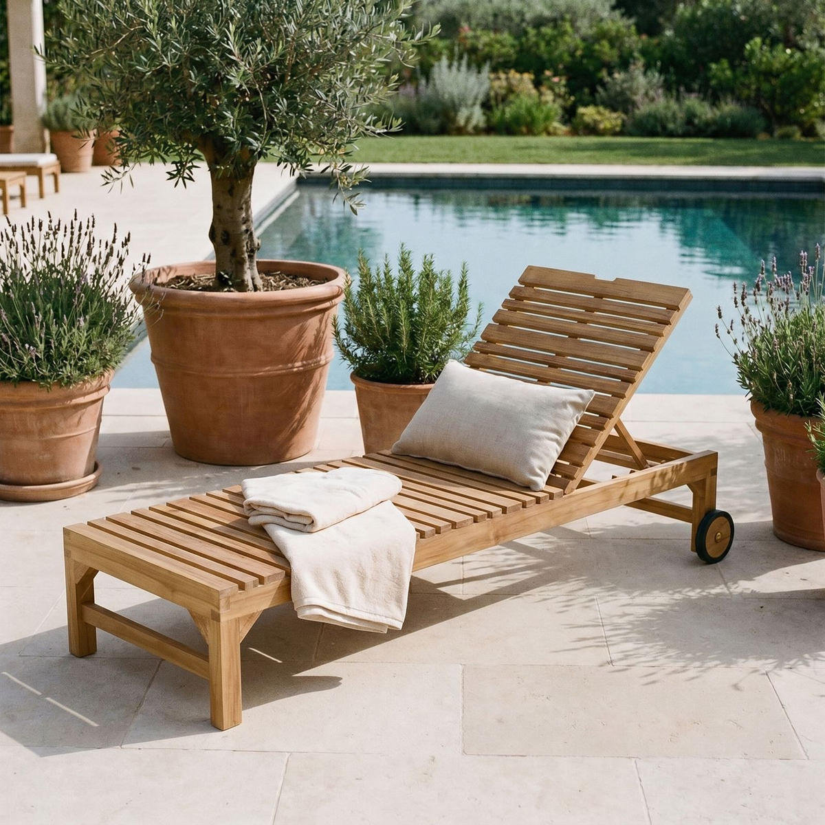 SONNENLIEGE GRANADA - Naturfarben, Holz (65/39/200cm) - CARO-Möbel