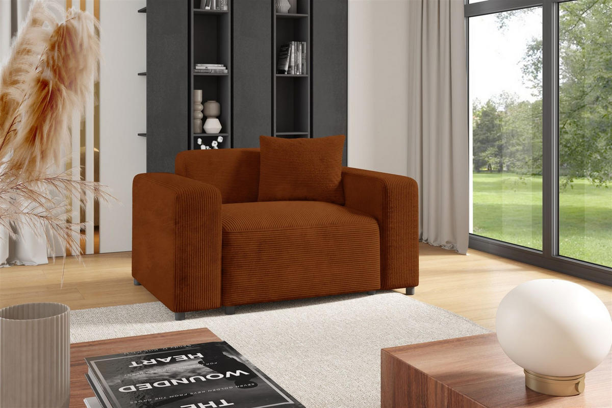 SESSEL Megan In Poso - Rotbraun, Holzwerkstoff/Textil (145/75/98cm) - Fun Möbel