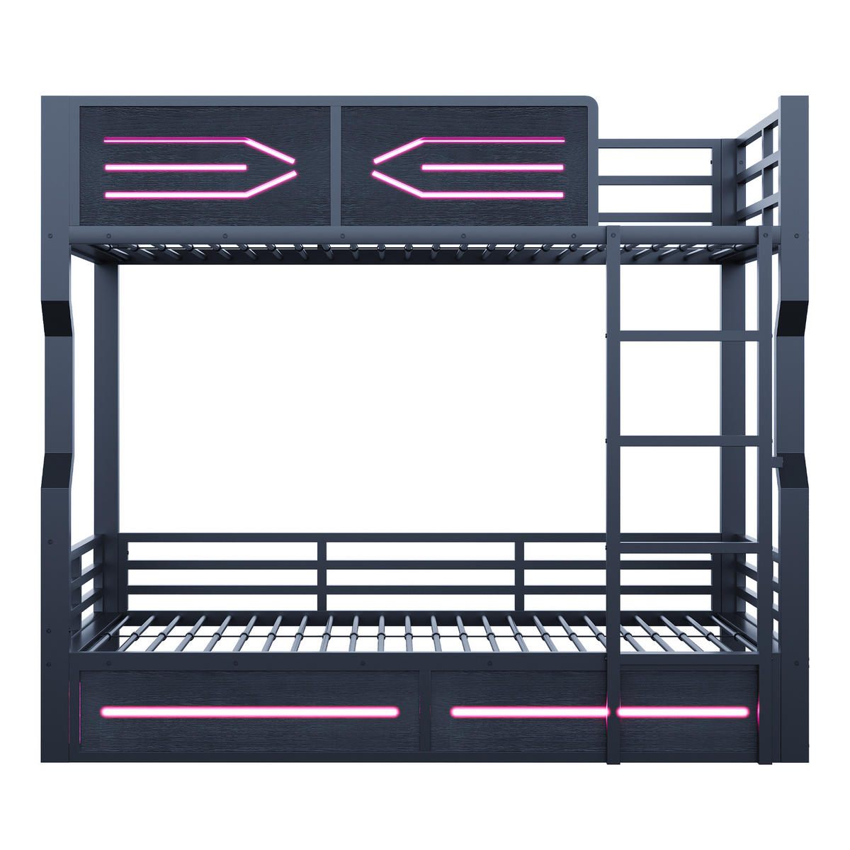 HOCHBETT 90x200 Schwarz Metall LED Sicherheitsgitter - Schwarz, Metall (90/200cm) - FLIEKS
