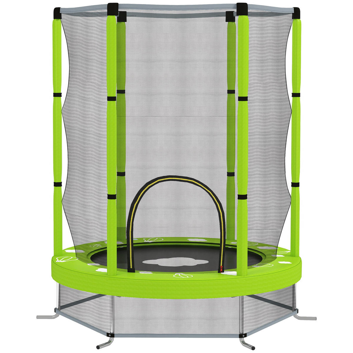 KINDER Trampolin Ø140 cm Indoor Trampolin mit Sicherheitsnetz Randabdeckung - Grün, Metall (140/140cm) - AIYAPLAY