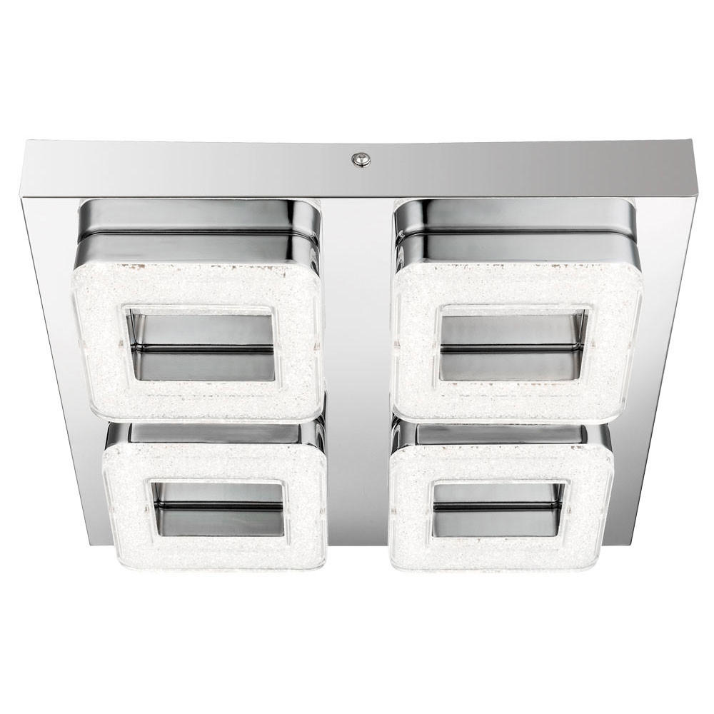 LED DECKENLEUCHTE RETA Silber Kristalloptik - Silberfarben, Metall (32/32/6.7cm) - Globo Lighting