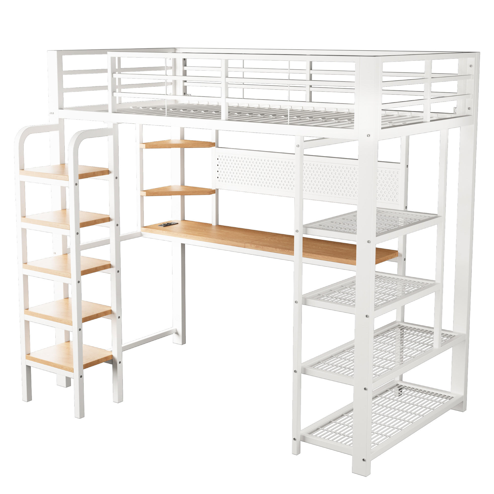 HOCHBETT 90/200 cm DE-32557 mit LED, Steckdose und Lochblech Weiß - Weiß, Metall (90/200cm) - ComfortXL
