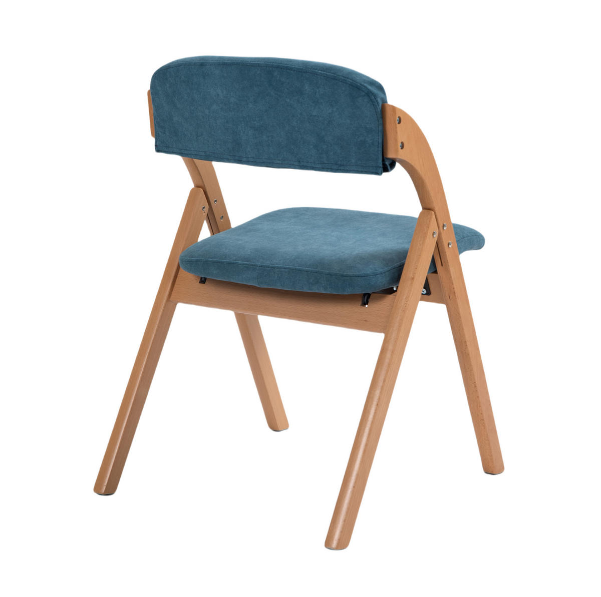 KLAPPSTUHL 2er-Set gepolstert Sitzhöhe 45 cm Buchenholz Blau - Blau, Holz (54/60/79cm) - Meubliv