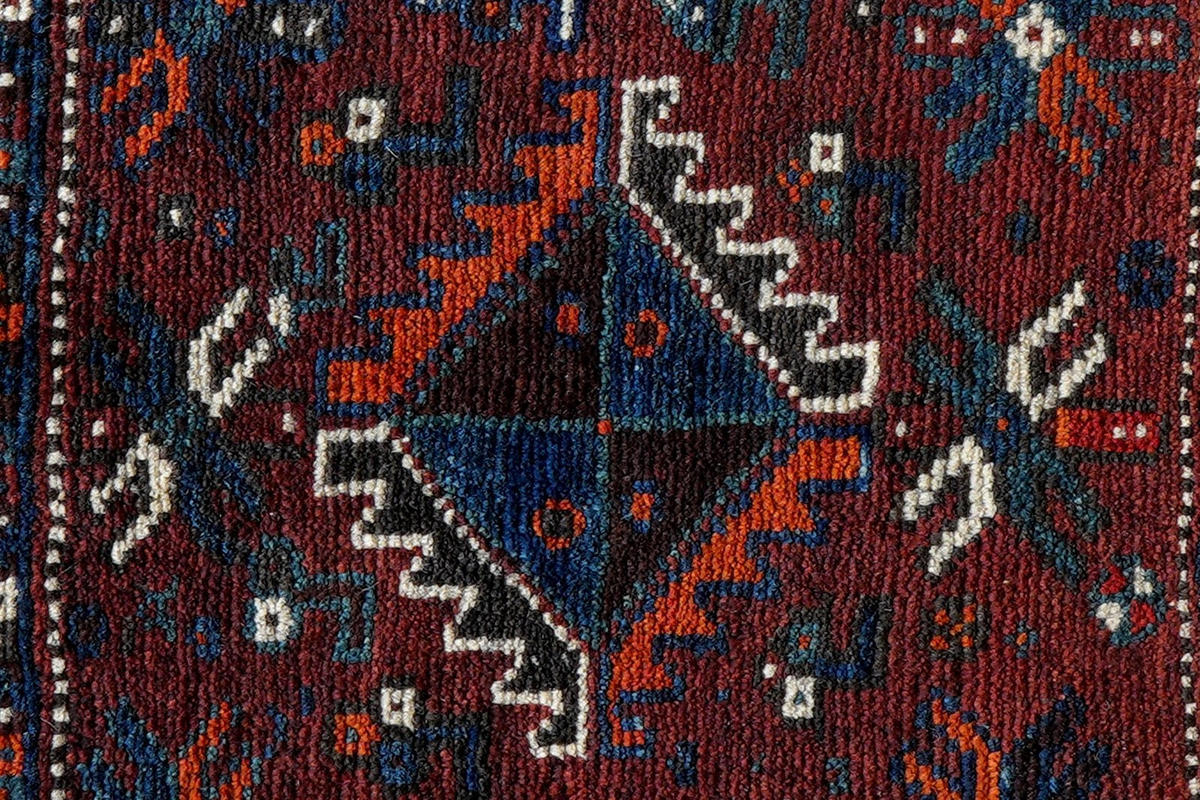ORIENTTEPPICH handgeknüpft Gashgai Rot, Blau 63/57 cm Schurwolle - Blau/Rot, Textil (57/63cm) - Looma
