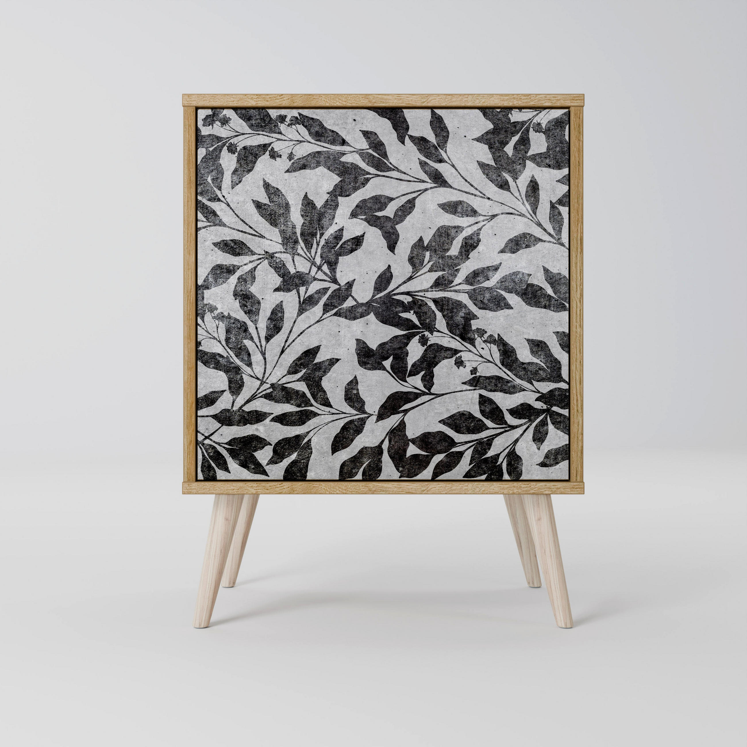SIDEBOARD CHARCOAL SPROUT, Eichefarben, 57,5x42x77,5 cm, Schräge Buchenholzfüße - Eichefarben/Buchefarben, Holzwerkstoff/Buchenholz (57.5/77.5/42cm) - SpaceRebels
