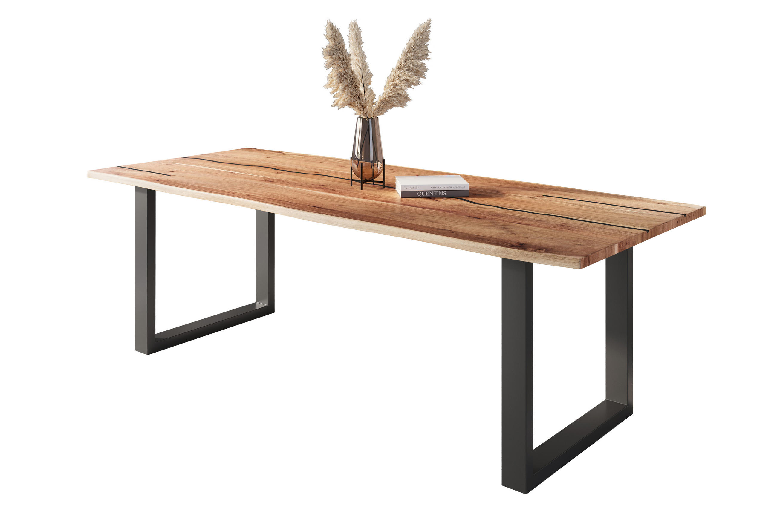 ESSTISCH POLLY - Beige/Schwarz, Holz/Metall (100/260/77cm) - SAM