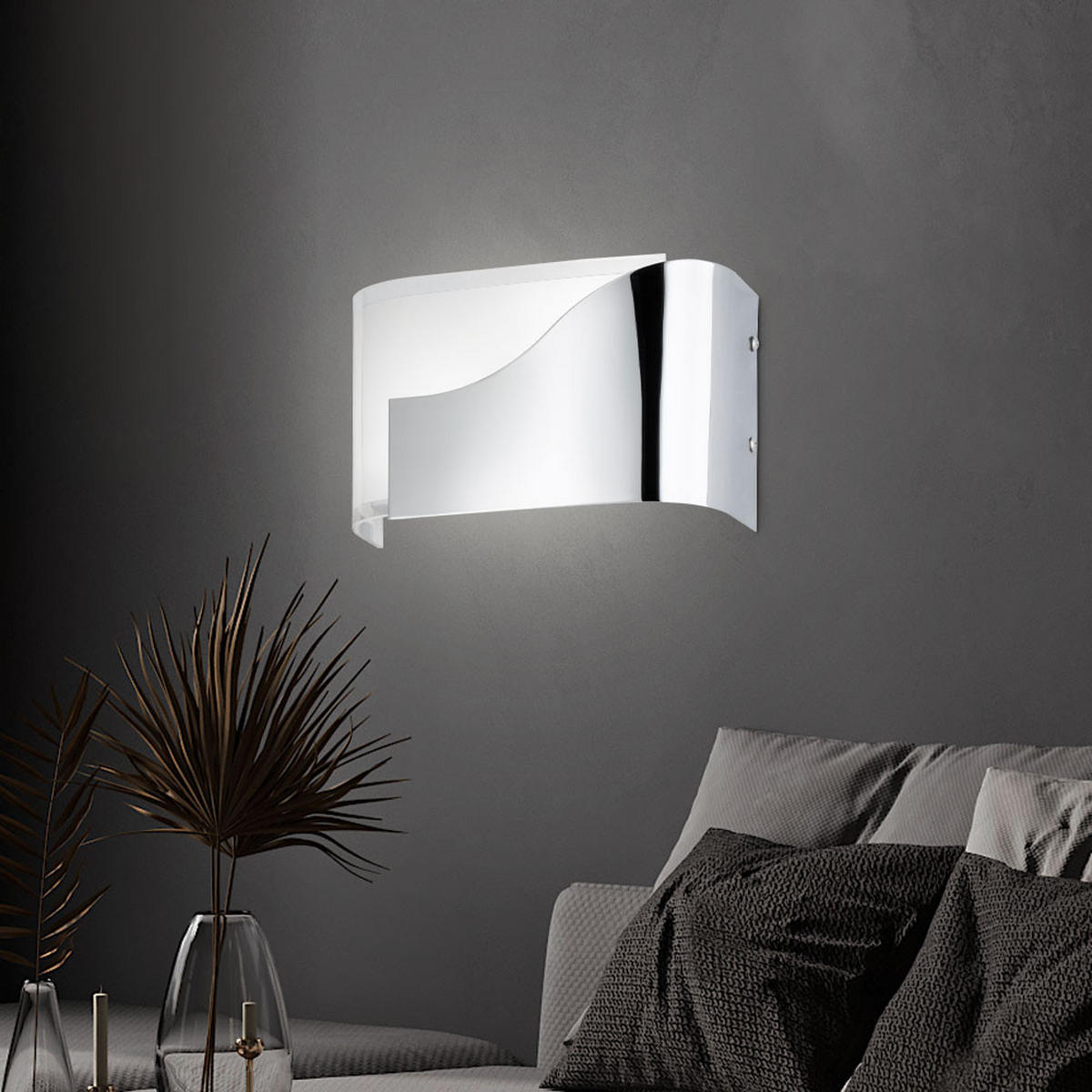 LED WANDLEUCHTE Vento Chrom Silber - Silberfarben, Glas (24.5/15/10cm) - Wofi