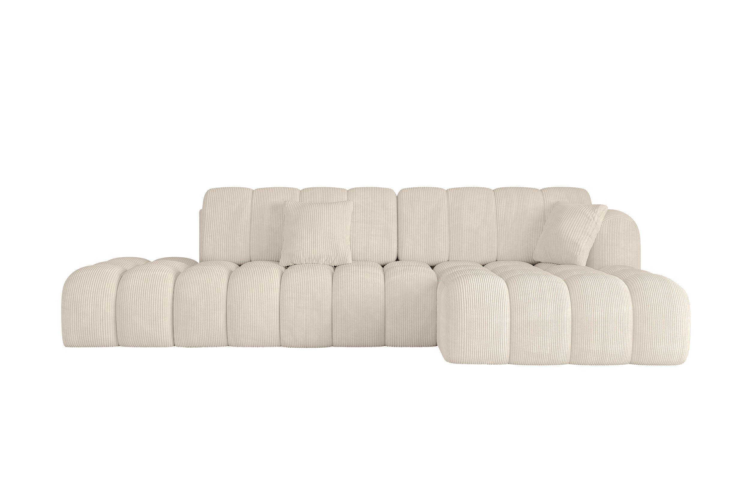 ECKSOFA mit Schlaffunktion Ottomane RECHTS OLEA-L2 321x164x75 Beige Cord - Schwarz/Cappuccino, Holzwerkstoff/Kunststoff (164/321cm) - ALTDECOR