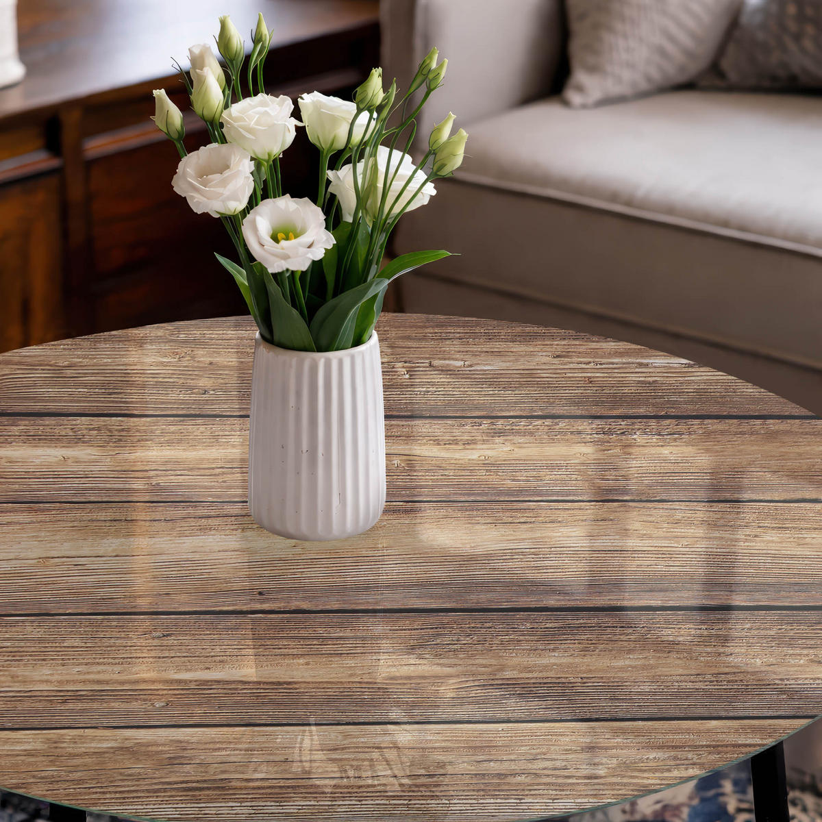 TISCHPLATTE fi100 cm – Holzbretter - Grün, Glas (100/100/0.4cm) - Wallfluent