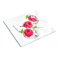 GLASPLATTE 60x52 cm Himbeere und Wasser - Pink, Glas (60/0.4/52cm) - TULUP